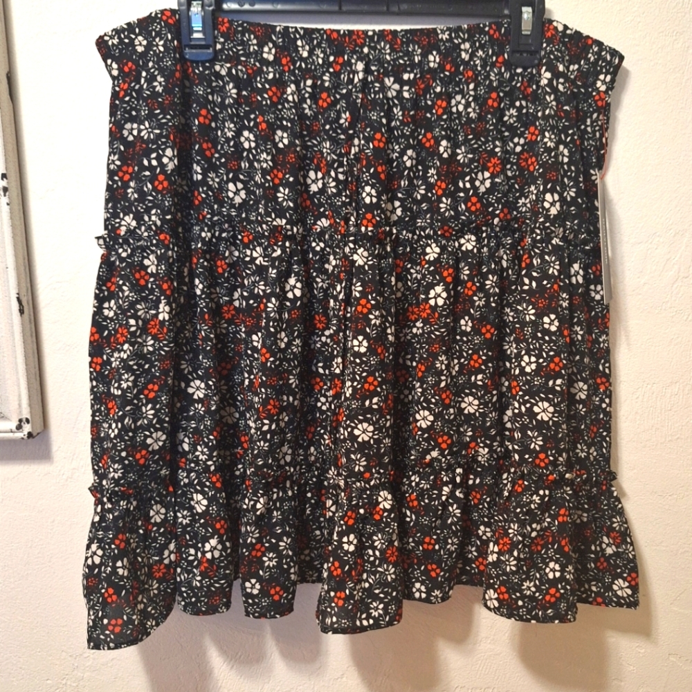 Floral Black and Red Women's Skirt